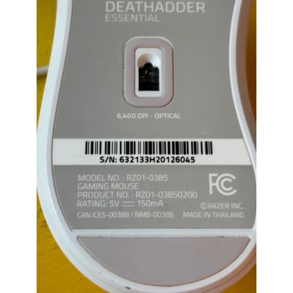 Razer DeathAdder Essential Gaming Mouse Mercury White 6400 DPI RZ01-0385